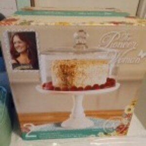 Pioneer woman cake stand with glass dome timeless beauty white